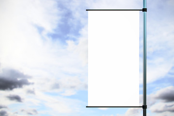 Empty rectangular white flag billboard