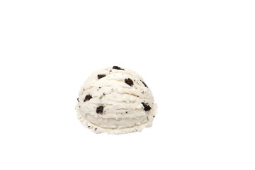 cookies and cream ice cream scoop refreshment sweet summer clipping path on white background