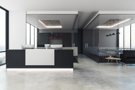Modern office interior with reception