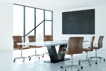 Contemporary conference room with billboard