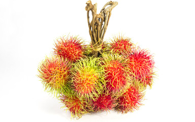 Fresh rambutan sweet delicious, healthy rambutan tropical fruit food isolate on white background.