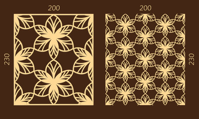 Laser cutting set. Woodcut vector trellis panel. Plywood lasercut eastern design. Hexagonal seamless pattern for printing, engraving, paper cutting. Stencil lattice ornament.