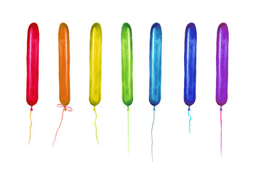 Watercolor bundle of air colored balls.