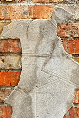 Old brickwork with cement. Texture.
