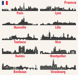 vector city skylines silhouettes of France © brichuas