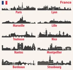 Fotobehang vector city skylines silhouettes of France © brichuas