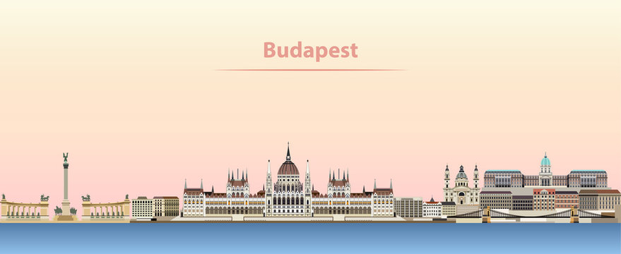 Budapest vector city skyline at sunrise