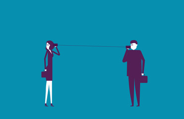 Business team talking on can phone.Vector illustration communication business concept.