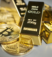 Bitcoin  and gold background