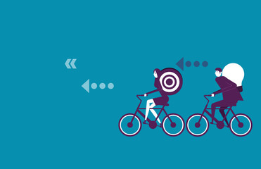 Fototapeta na wymiar Business team ride together. Vector illustration business teamwork concept.