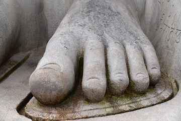 Detail, Fuß der Gomateshwara Statue, Jaina-ASket, Jain-Tempel auf Vindyagiri Hill, Shravanabelagola, Karnataka, Südindien, Indien, Südasien, Asien