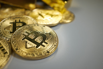 Bitcoin  and gold background