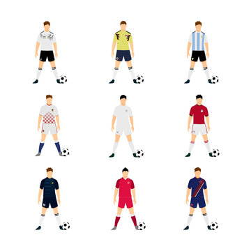 Various Football Jersey National Team Group World Cup Illustration Set