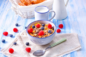 muesli breakfast menu with forest fruits