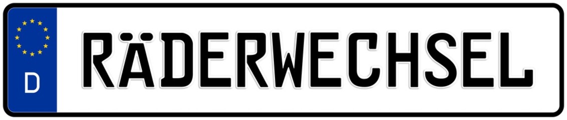 spkw48 SignPersonenKraftWagen spkw - Schrift: R&auml;derwechsel - Sommerreifen - Winterreifen / Kennzeichen: Autokennzeichen / Nummernschild - (Original-Verh&auml;ltnis 520 X 110 mm) - banner xxl g5924