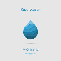 Water drop with water waves icon vector logo design template.World Water Day icon.World Water Day idea campaign for greeting card and poster.Vector illustration
