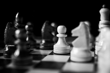 Chess board game competition. Business strategy concept
