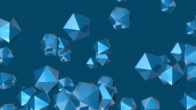 4k Abstract 3d polyhedron space diamonds gems ores crystals candy particle design technology art background.