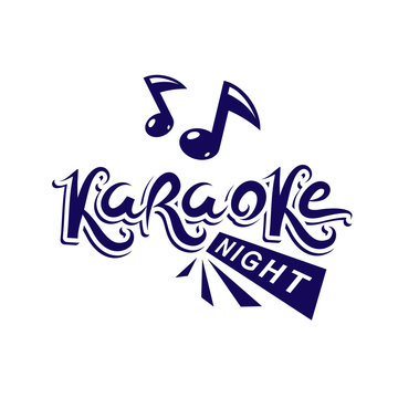 Karaoke night advertising flyer, vector poster composed using musical notes.