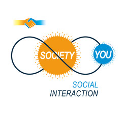 Social Relations conceptual logo, unique vector symbol. Society and person, social interaction.