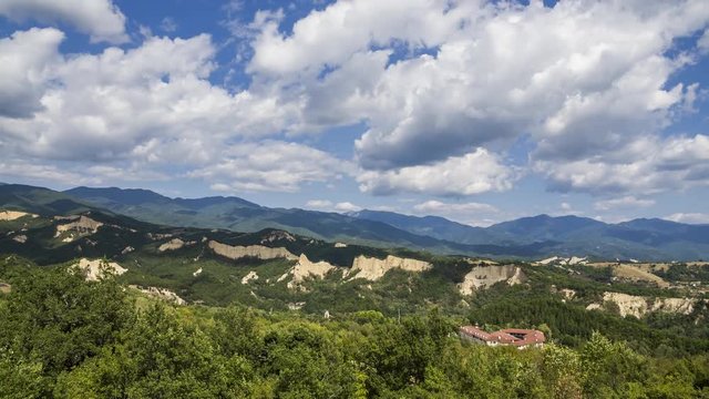 Rozhen monastery and sand pyramids.