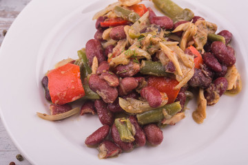Red beans with stewed vegetables and greens