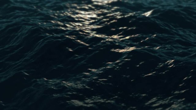 Ocean surface dark blue slow motion. Seamless loop sea background