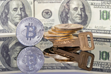 Concept : money investing in cryptocurrencies protected