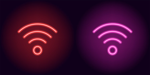 Red and pink neon wi-fi sign.