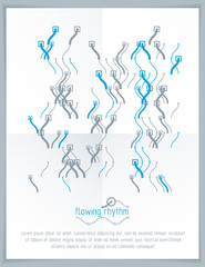 Flowing rhythm, abstract wave lines vector background for use as advertising poster or banner design.