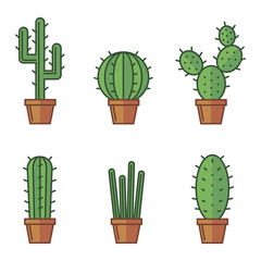 collection of cactus icons in the pots