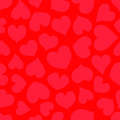 Red hearts background, seamless pattern.