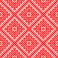 Traditional ethnic Russian and slavic ornament.Schematic view in the form of squares.