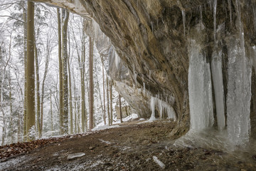 Ice formations in Mazarna cave in Velka Fatra national park in northern Slovakia.
