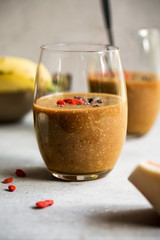 Banana,Flax meal and Goji Coffee Smoothie