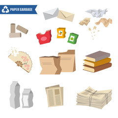 Paper trash on white background.