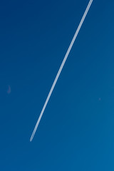 Trace of the flying jet plane in the  sky