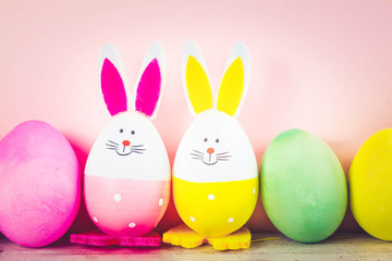 Easter scene with colored eggs