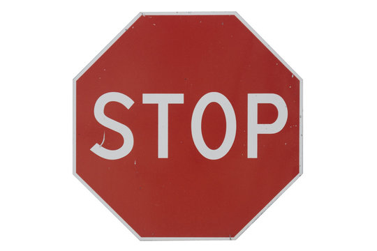 Road sign 'Stop' isolated on white