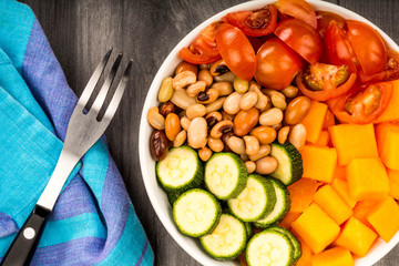 Vegan Or Vegetarian Sweet Potato And Beans Buddha Bowl