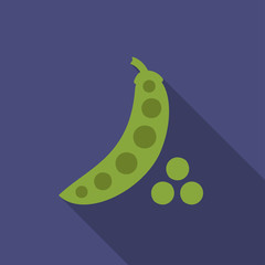 Green peas. Vegetables icon. Vector illustration.