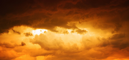 Dramatic sky and cloud formations with some golden colours and tones