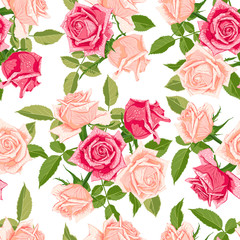 Seamless floral pattern with roses.