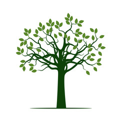 Green Tree with Leaves. Vector Illustration.