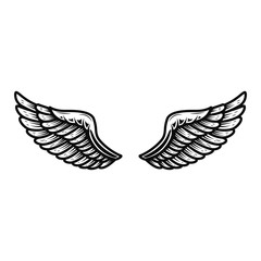Wings isolated on white background. Design element for logo, label, emblem, sign.