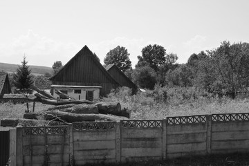 Typical rural landscape and peasant houses in  the village Toarcla, Tartlau, Transylvania, Romania....