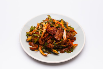 Golbaengi muchim, spicy sea snails salad seasoned freshwater snails