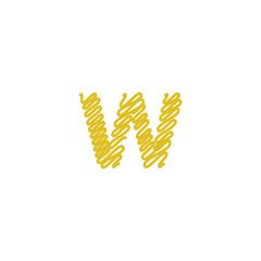 Initial letter W scribble gold logo