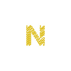 Initial letter N scribble gold logo