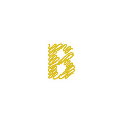 Initial letter B scribble gold logo